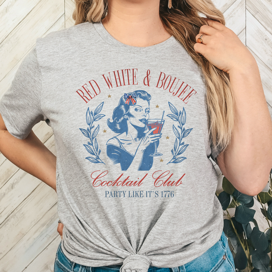 Red White & Boujee Cocktail Club Full Color DTF Transfer