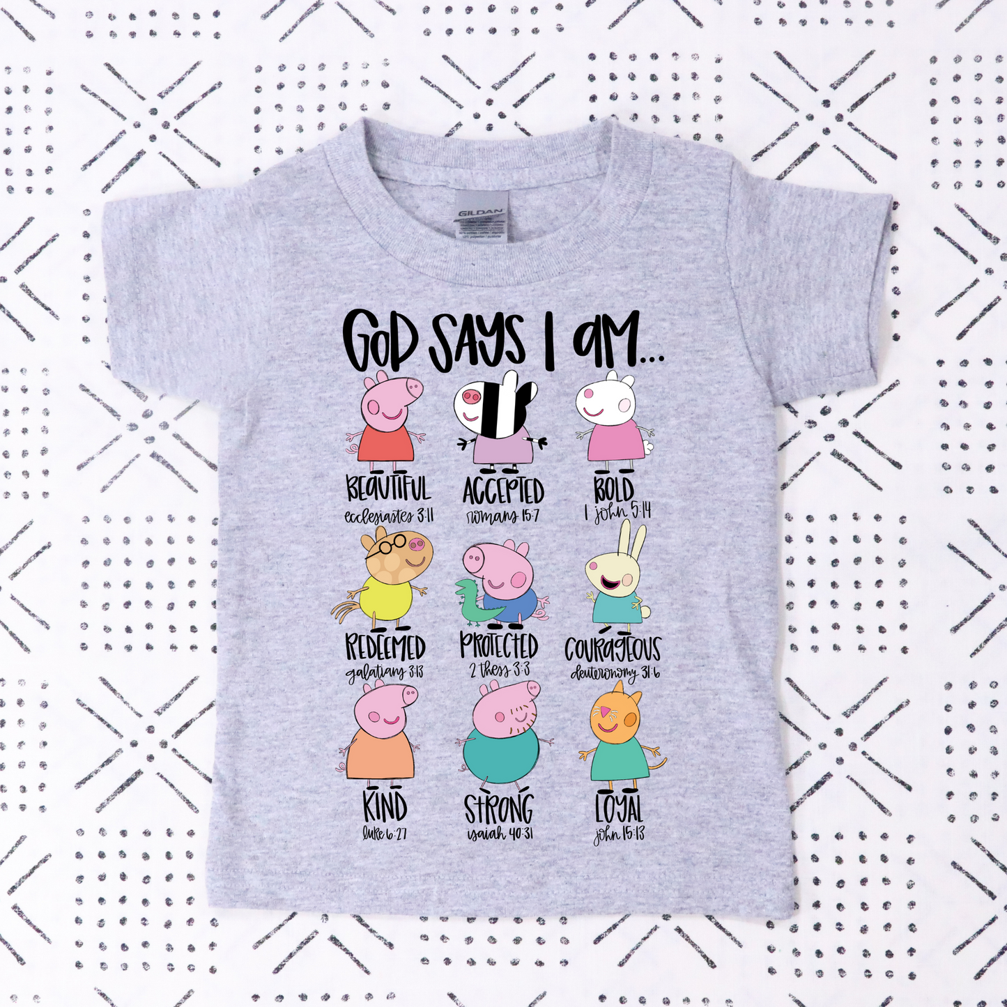 God Says I Am... Peppa Pig Full Color DTF Transfer