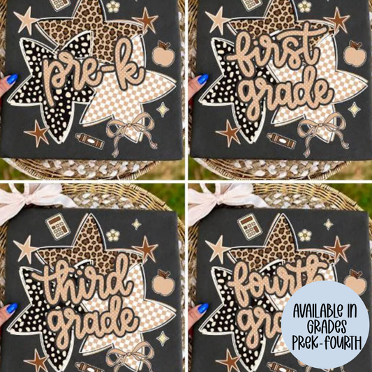 Leopard/Checkered Star Grades (MULTI GRADE OPTIONS) Full Color DTF Transfer