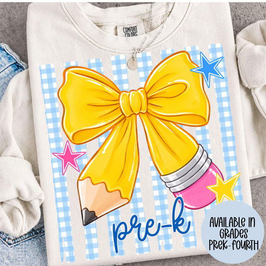 Pencil Bow Grade (MULTI GRADE OPTIONS) Full Color DTF Transfer