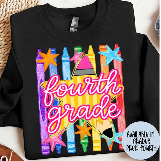 Pencil Star Grade (MULTI GRADE OPTIONS) Full Color DTF Transfer