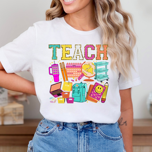 Teach (Faux Chenille) Icons Full Color DTF Transfer