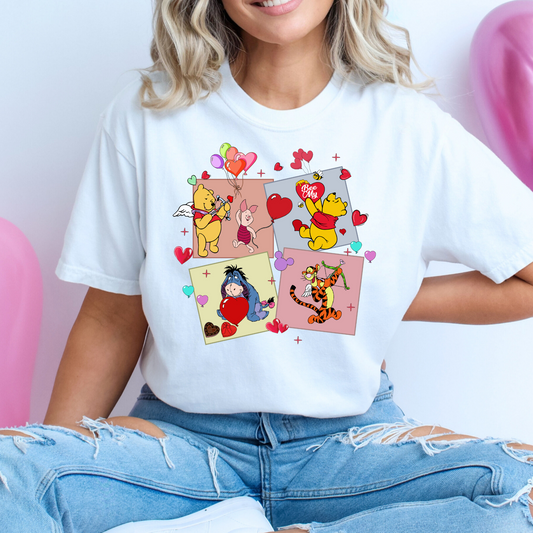 Winnie The Pooh Valentines (Boxes) Full Color DTF Transfer