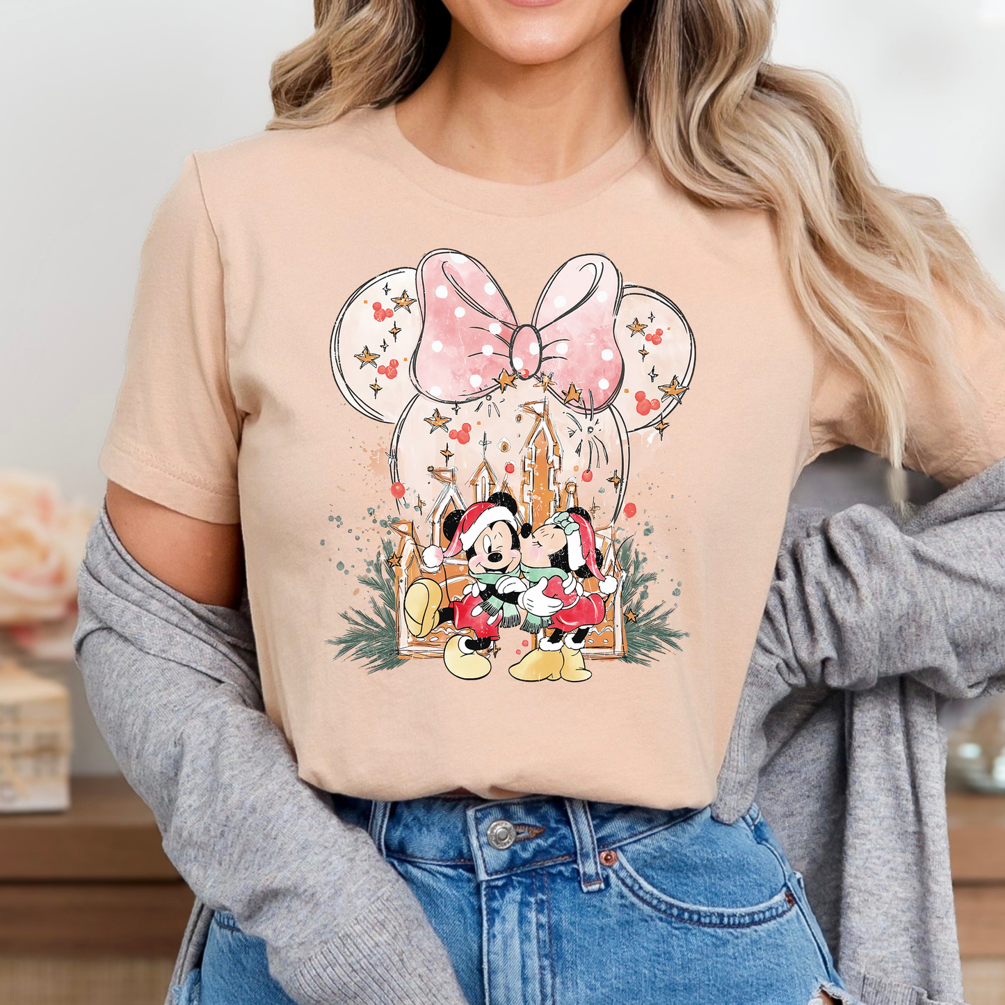 Christmas Mickey/Minnie Castle Full Color DTF Transfer