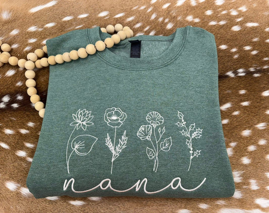 Personalized Floral Embroidered Sweatshirt/T-Shirt