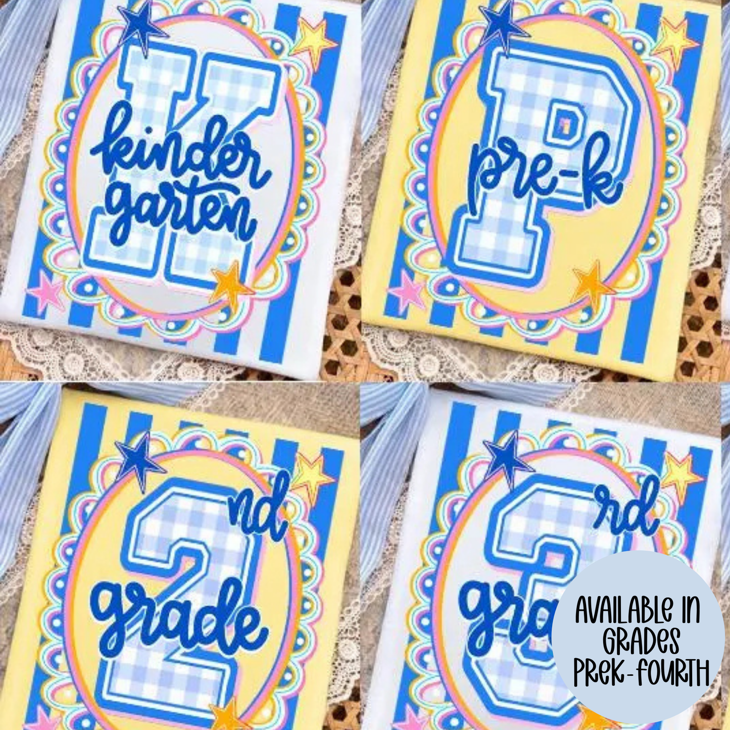 Blue Gingham (MULTI GRADE OPTIONS) Full Color DTF Transfer