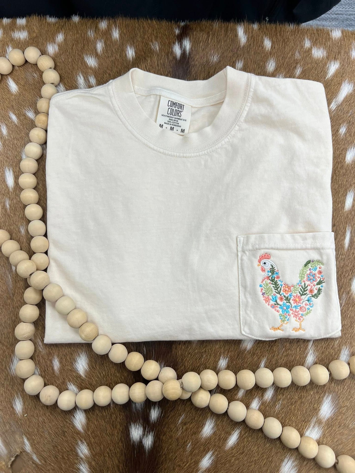 Floral Chicken Embroidred Sweatshirt/T-Shirt