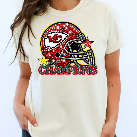 Chiefs Champions (Faux Rhinestone) Helmet Full Color DTF Transfer