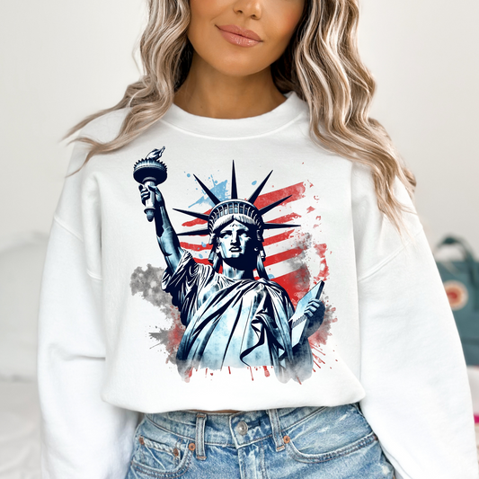 Statue of Liberty (Brushed Flag Background) Full Color DTF Transfer