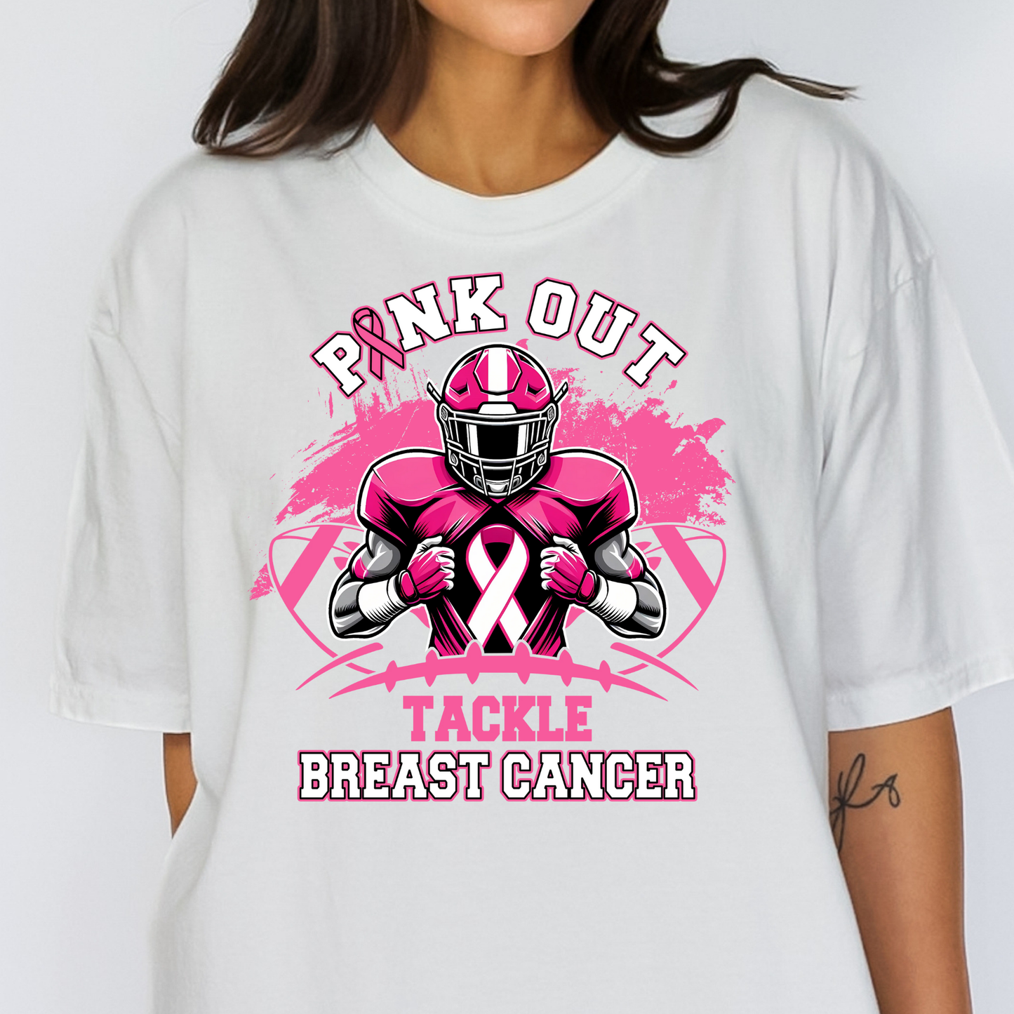 Pink Out Tackle Breast Cancer Full Color DTF Transfer