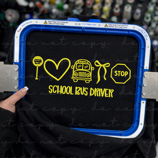 School Bus Driver Icons Embroidered Sweatshirt/T-Shirt