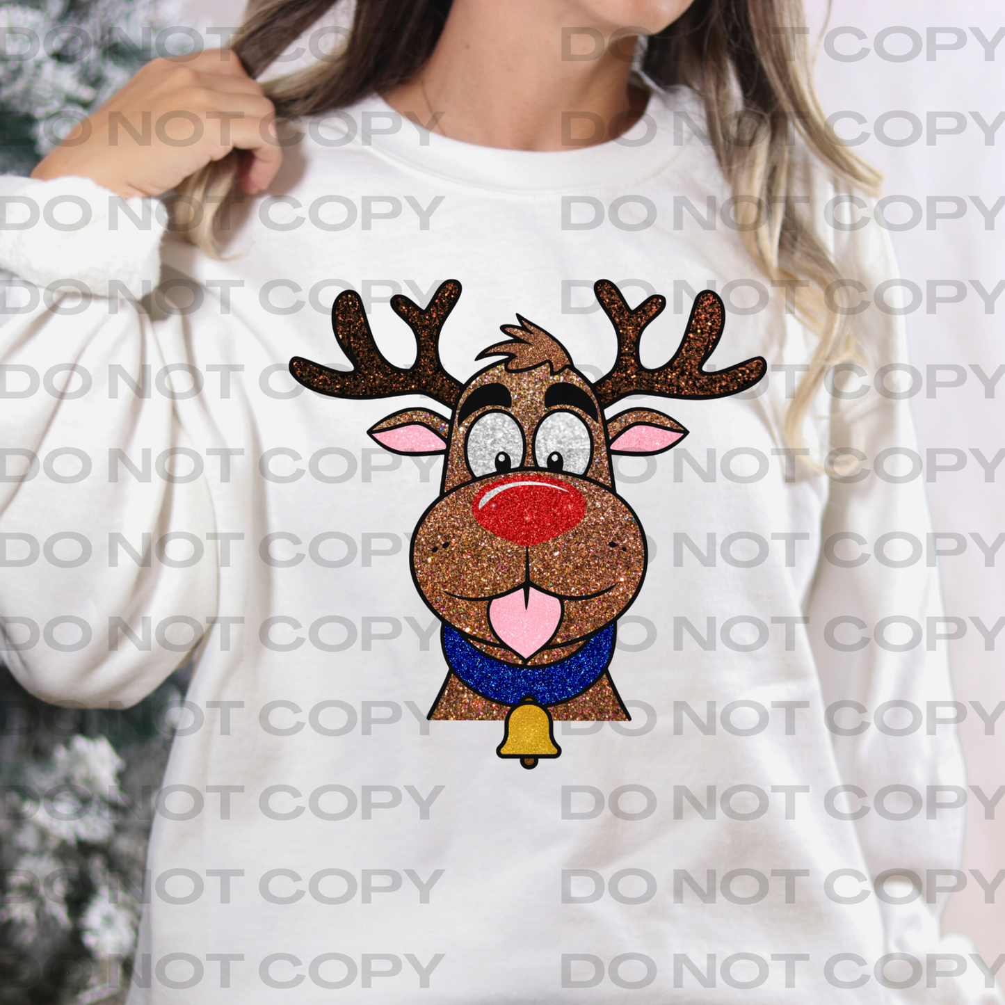 Rudolph (Faux Glitter) Full Color DTF Transfer