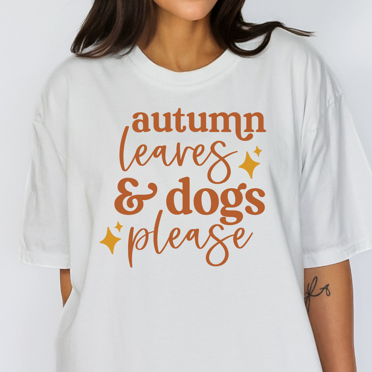 Autmn Leaves & Dogs Please Full Color DTF Transfer