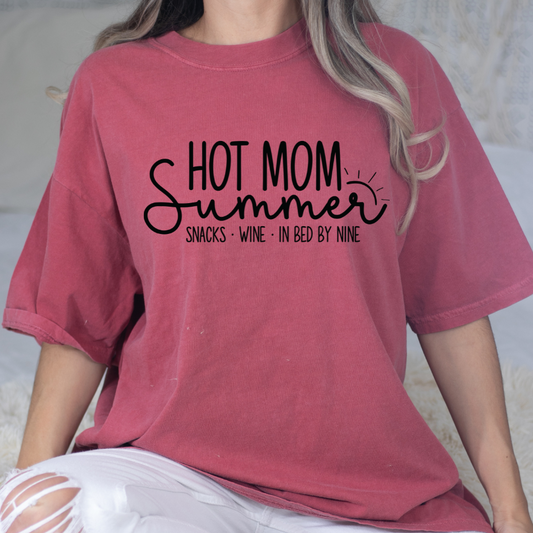 Hot Mom Summer Snacks Wine In Bed By Nine Full Color DTF Transfer