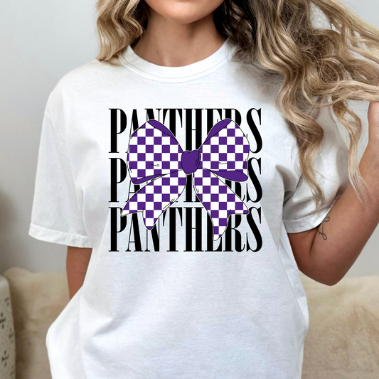 Panthers (Checkered Bow) Full Color DTF Transfer