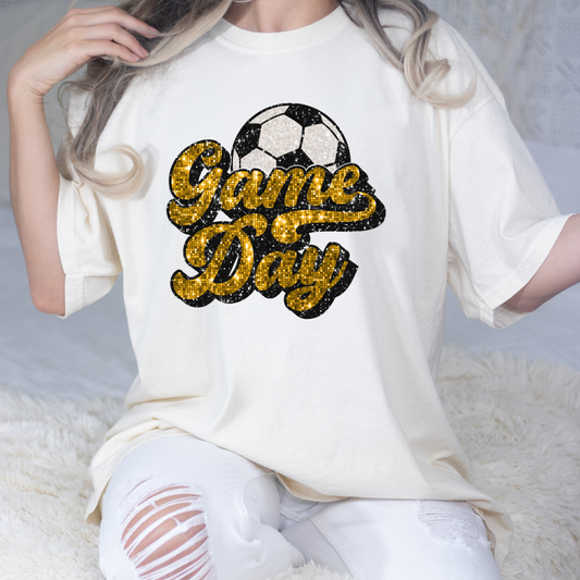 Game Day Soccer (Sequin Gold) Full Color DTF Transfer