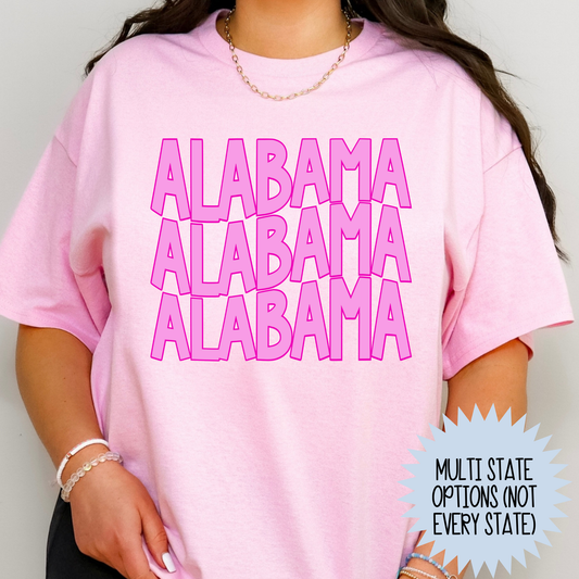 Pink Alabama Repeat (Mutli Options) Full Color DTF Transfer