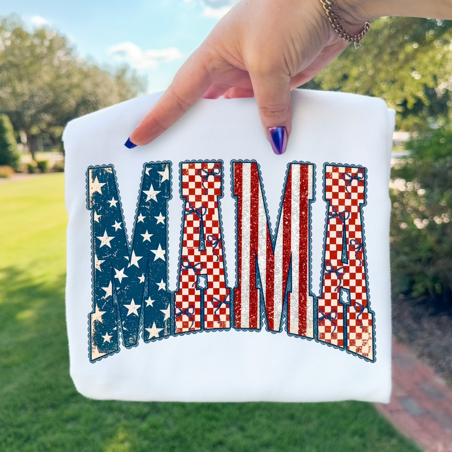 Mama (Stars/Stripes/Checkered) Full Color DTF Transfer