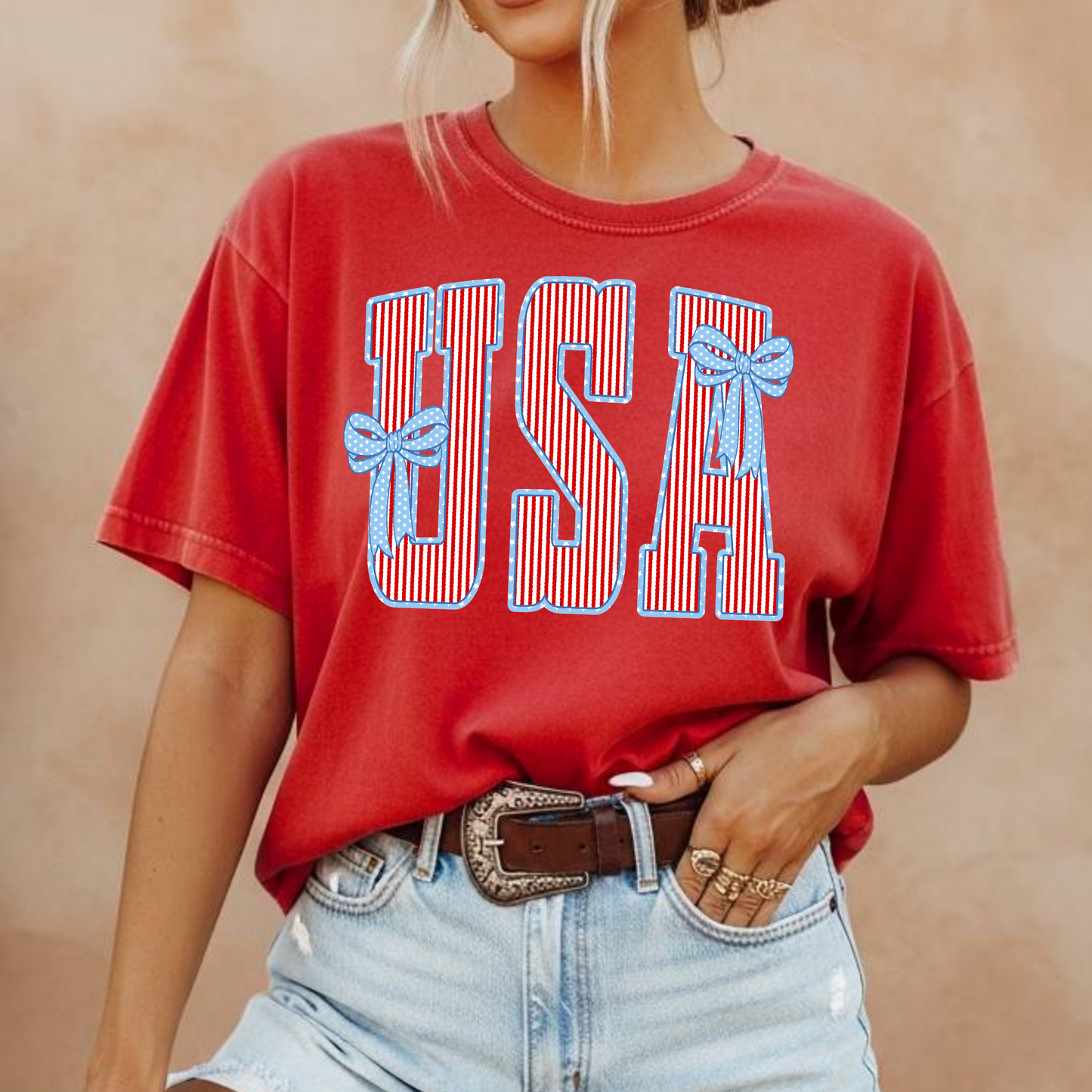 USA (Bow - Striped/Dots) Full Color DTF Transfer