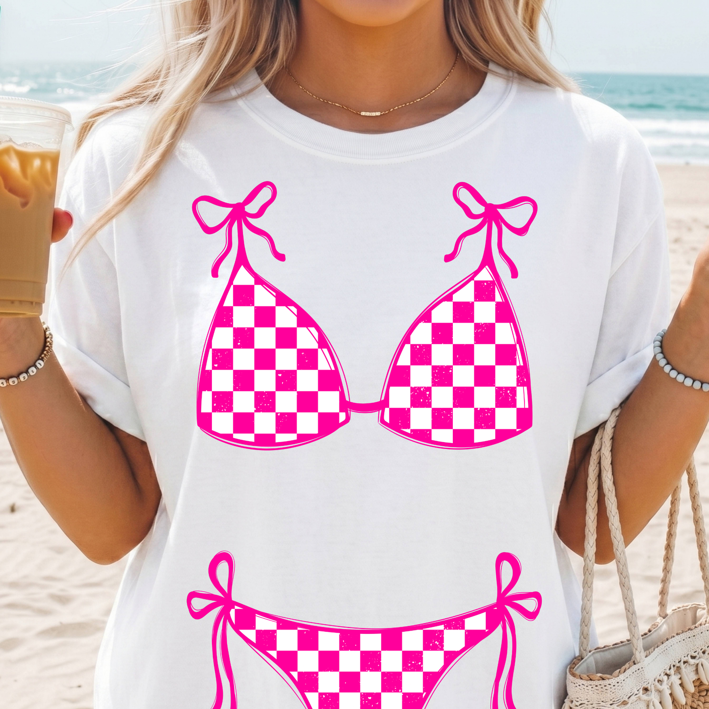 Checkered Bikini Top/Bottom Full Color DTF Transfer