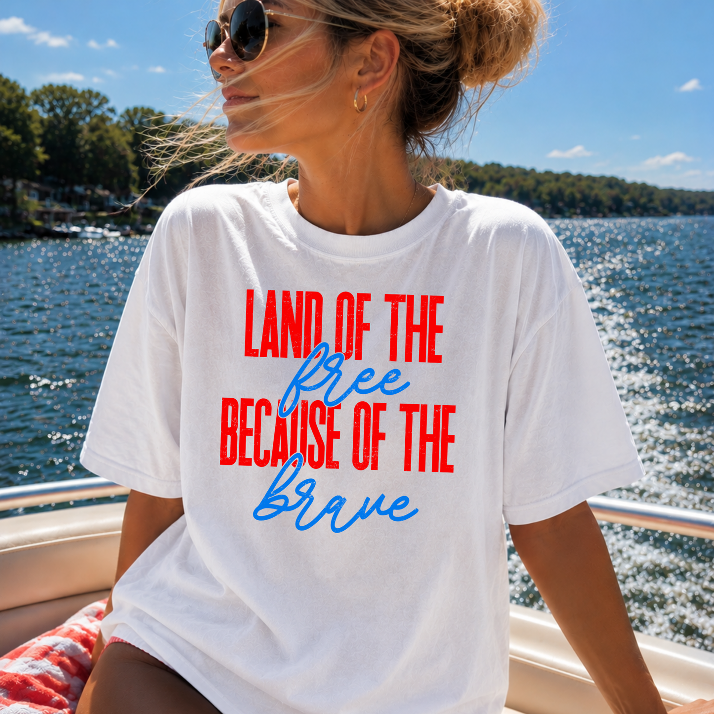 Land of The Free Because of The Brave Full Color DTF Transfer