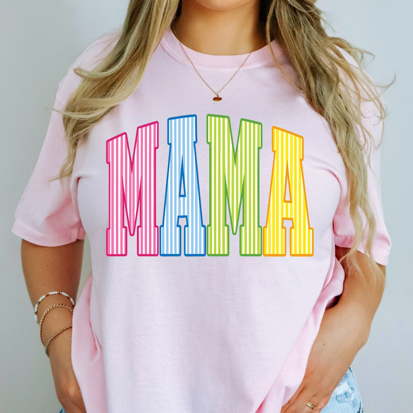 Mama (Multi-Colored Stripes) Full Color DTF Transfer
