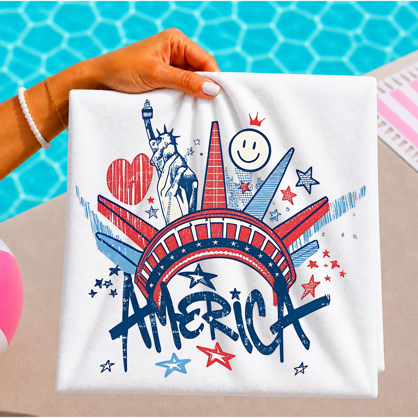America (Grafitti Style) Full Color DTF Transfer