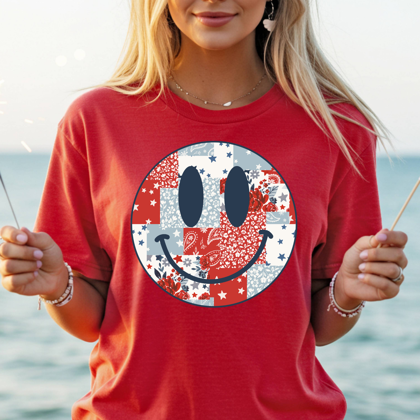 4th of July Patch Smiley Full Color DTF Transfer