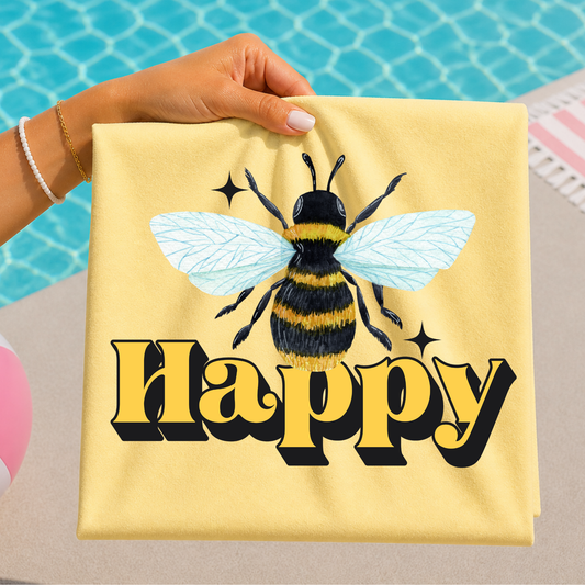 Bee Happy Full Color DTF Transfer
