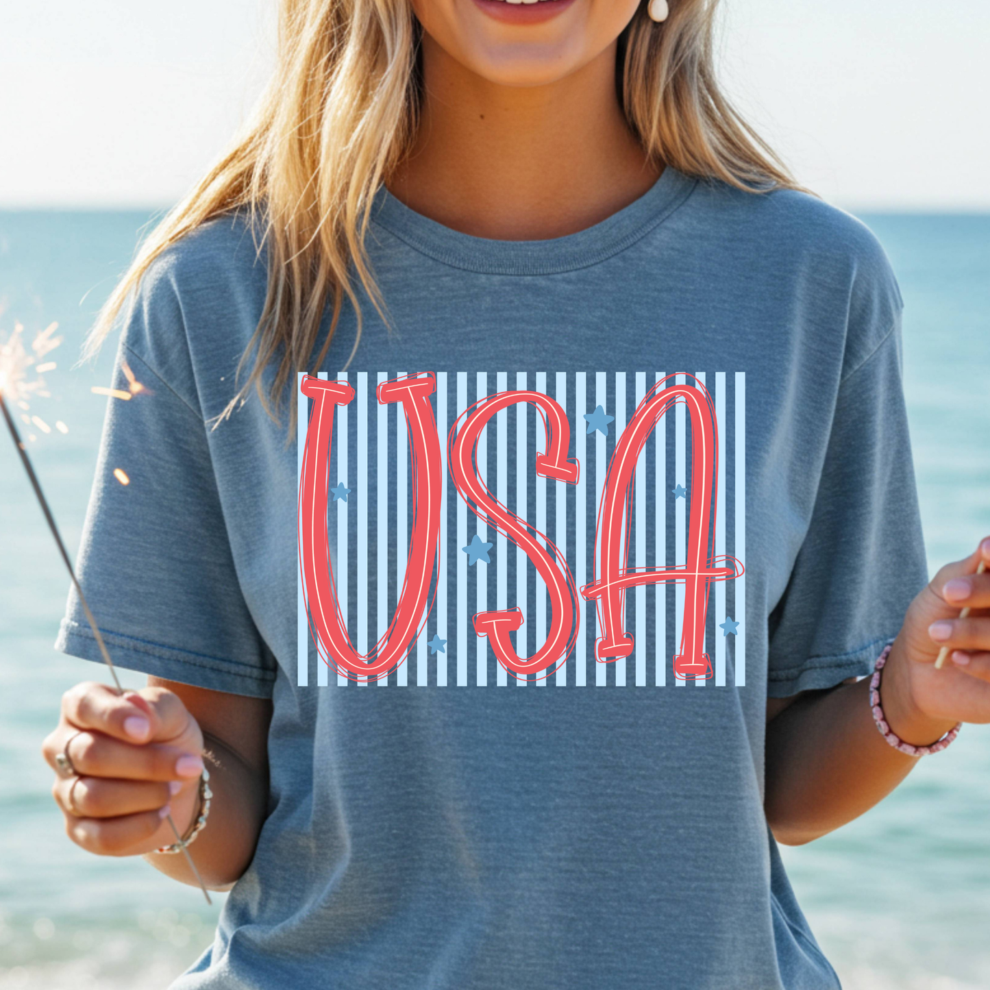USA (Striped Background) Full Color DTF Transfer
