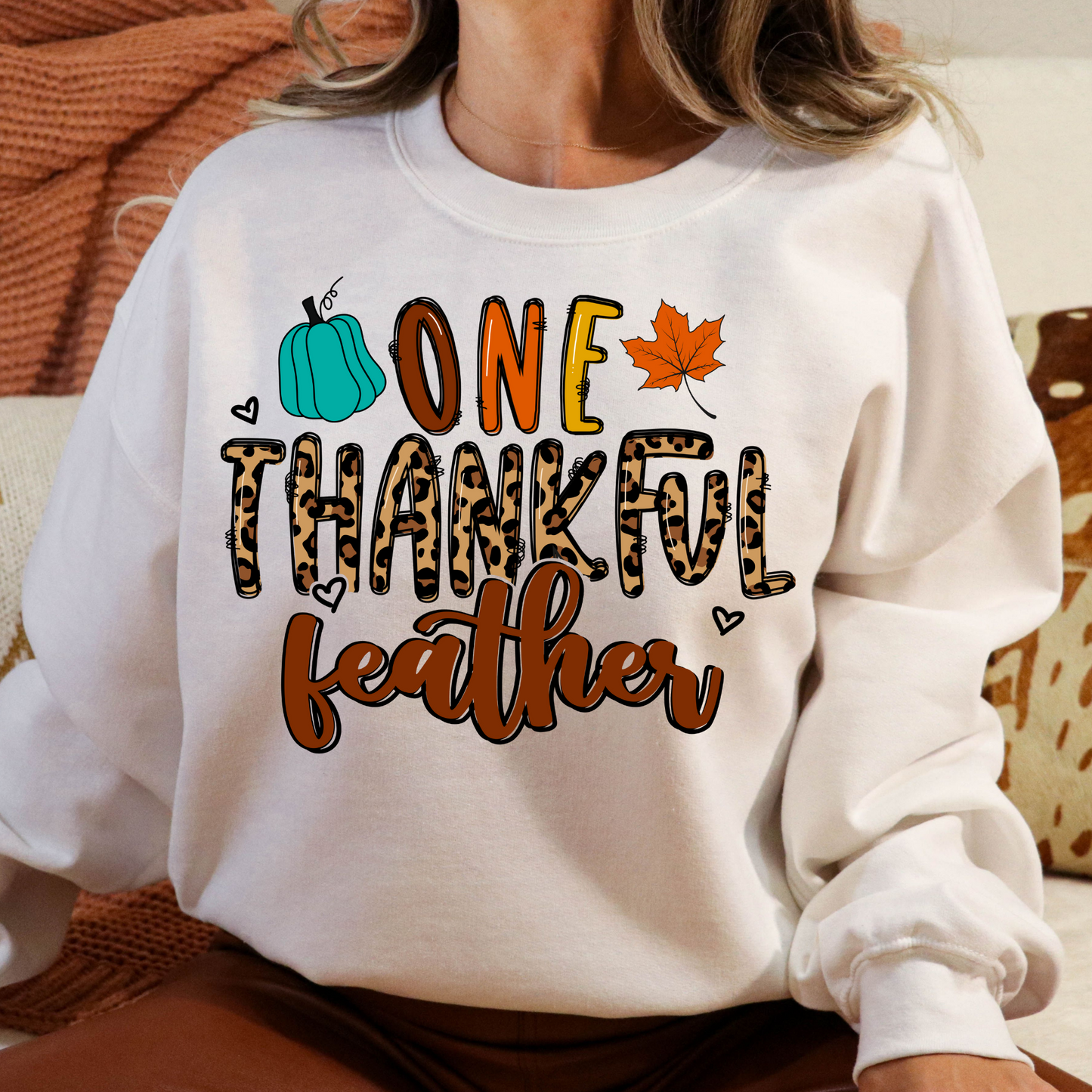 One Thankful Feather Full Color DTF Transfer