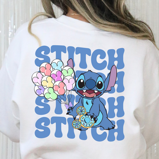 Stitch (Repeat Ballons/Donut) Full Color DTF Transfer