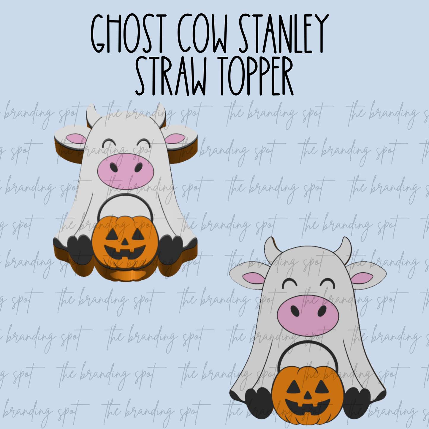 Ghost Cow Stanley Straw Topper