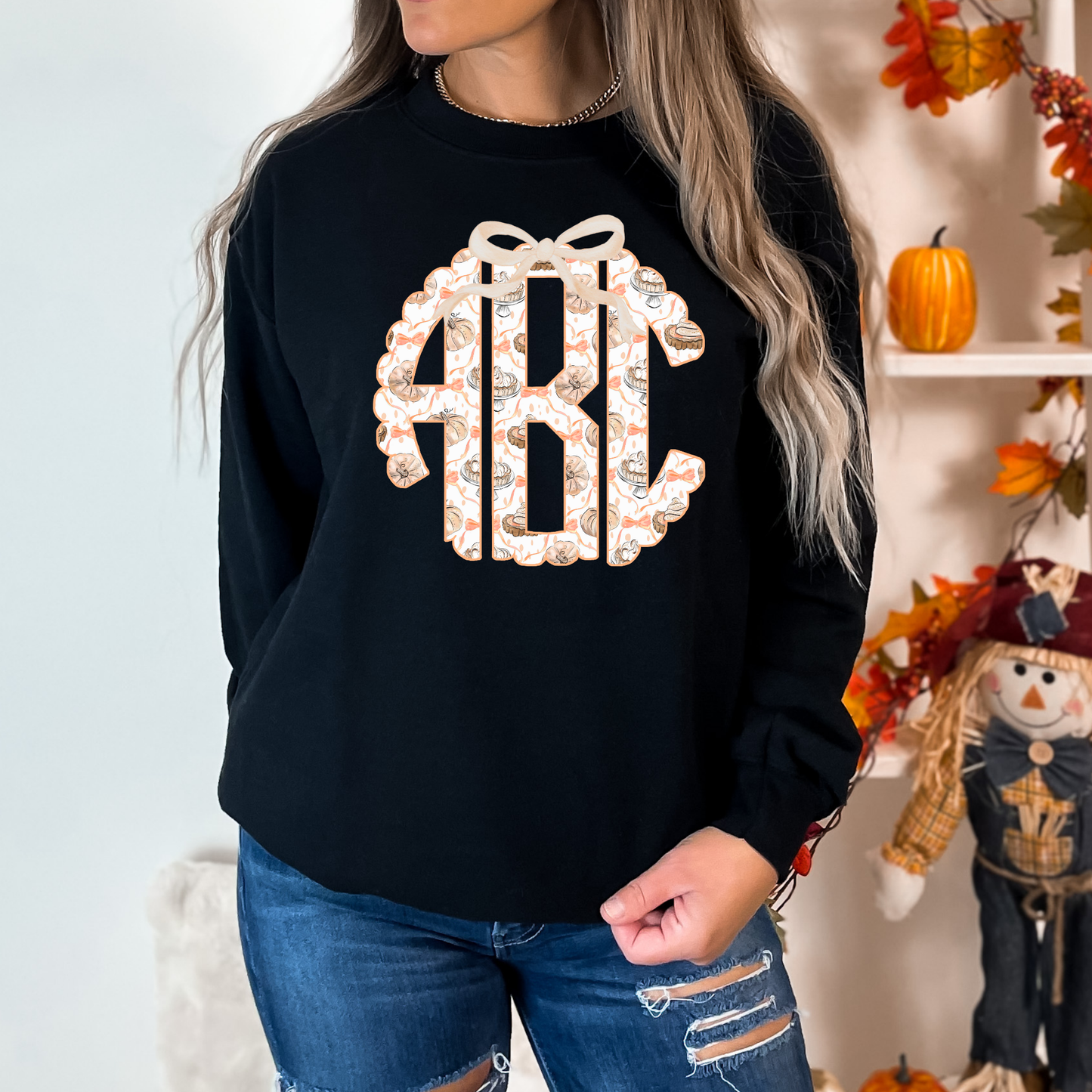 Fall Monogram w/Bow Full Color DTF Transfer