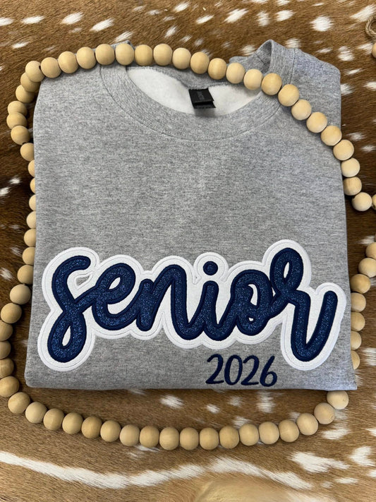 Senior 2025 Glitter Appliqué Embroidered Sweatshirt/T-Shirt