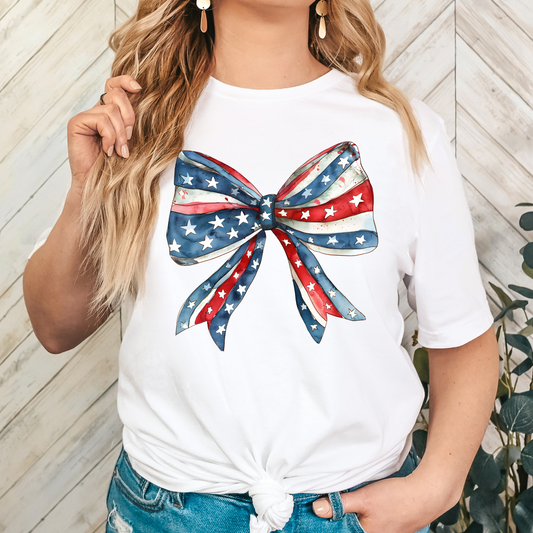 American Flag Bow Full Color DTF Transfer