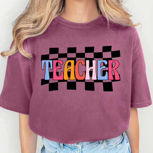Teacher (Checkered Background) Full Color DTF Transfer