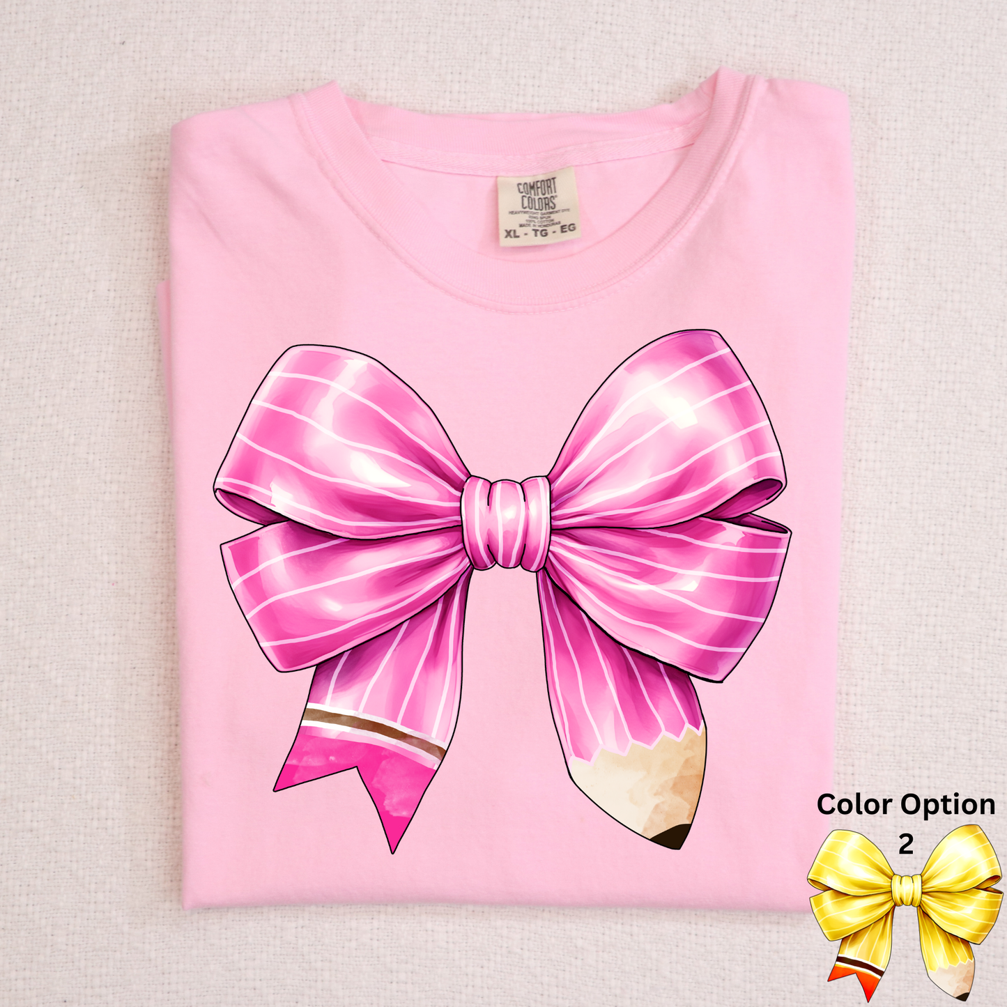 Pencil Bow (Mutli Color Options) Full Color DTF Transfer