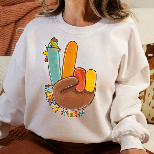 Thankful Teacher (Peace Turkey) Full Color DTF Transfer