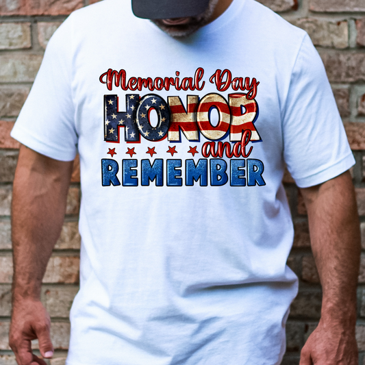 Memorial Day Honor and Remember Full Color DTF Transfer