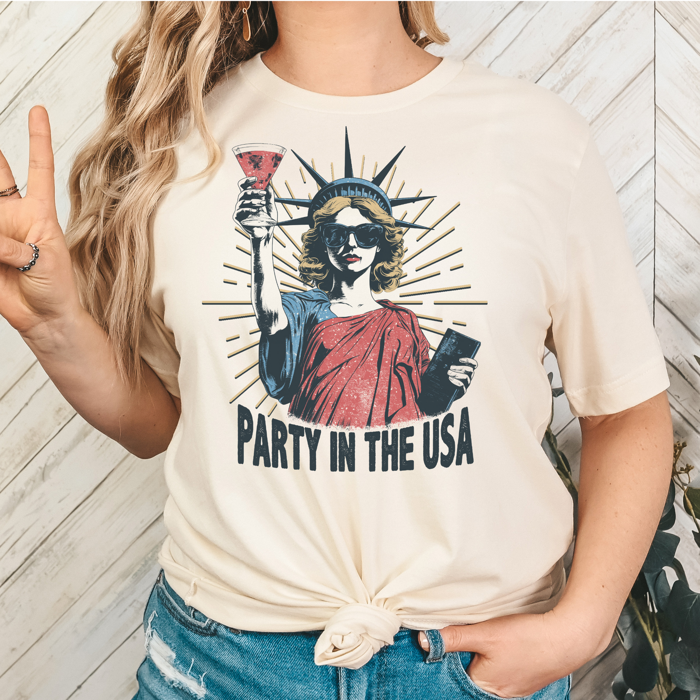 Party in The USA (Statue of Liberty w/ Martini Glass) Full Color DTF Transfer