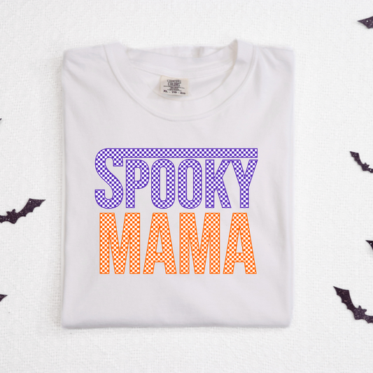 Spooky Mama (Purple/Orange Checkered) Full Color DTF Transfer