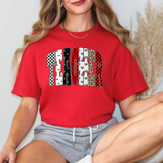 Teacher Checkered w/ Leopard Full Color DTF Transfer