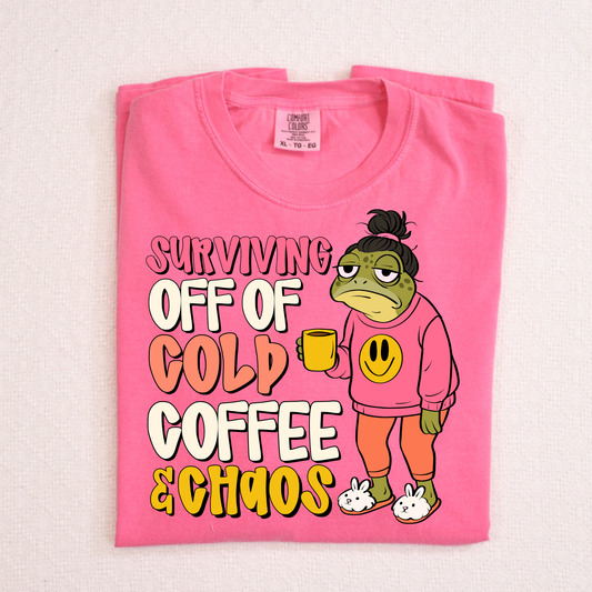 Surviving Off Cold Coffee and Chaos Full Color DTF Transfer