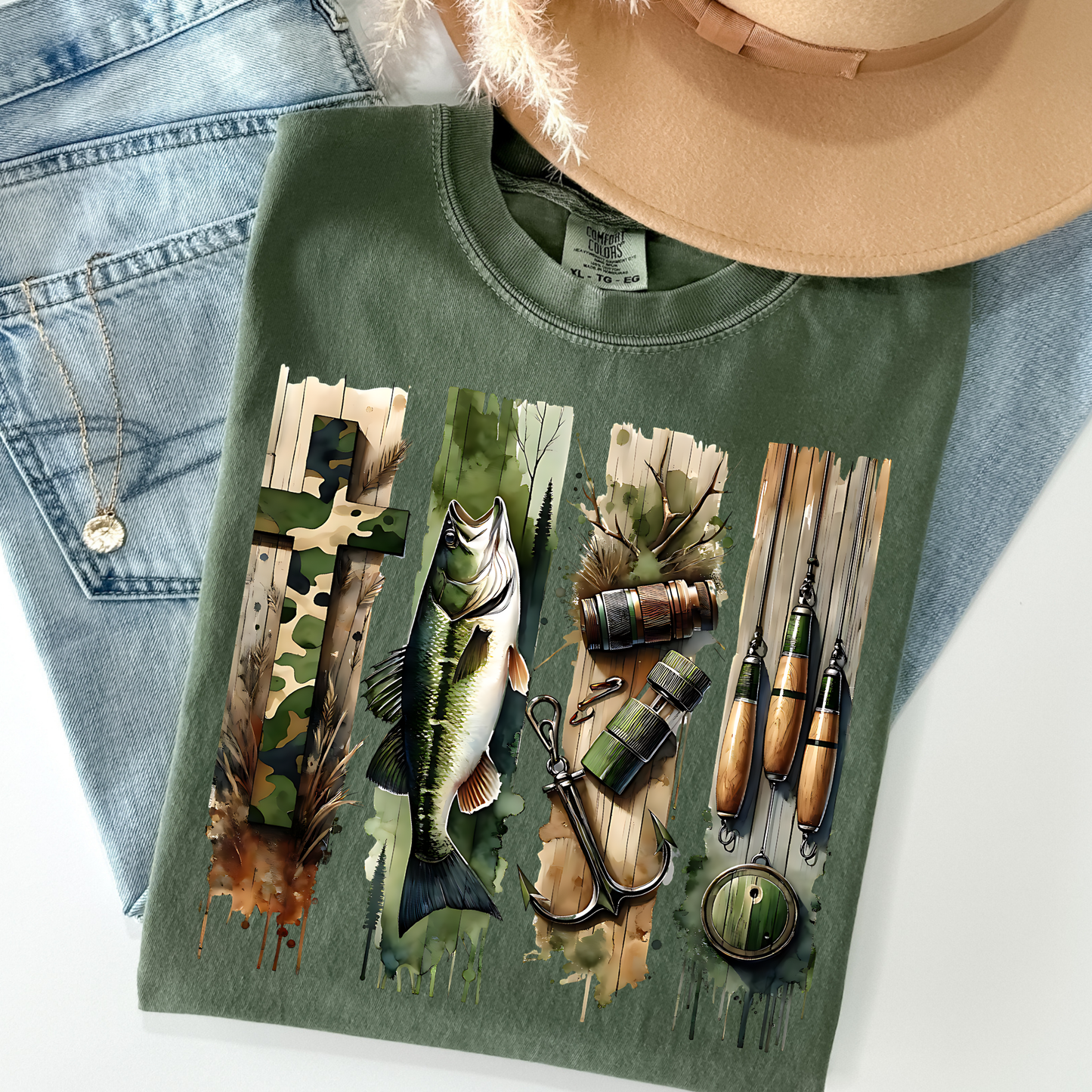 Fishing Cross (4 pic) Full Color DTF Transfer