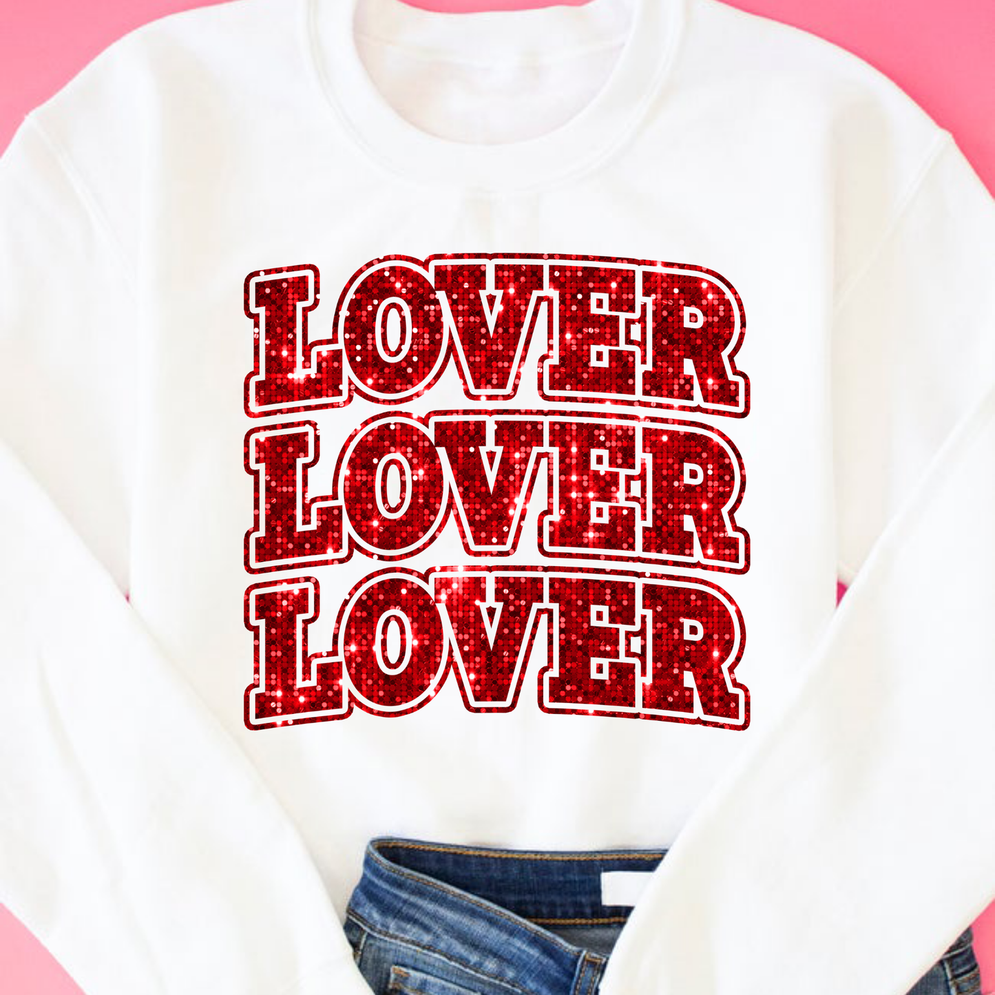 Lover (Repeat - Faux Sequin) Full Color DTF Transfer
