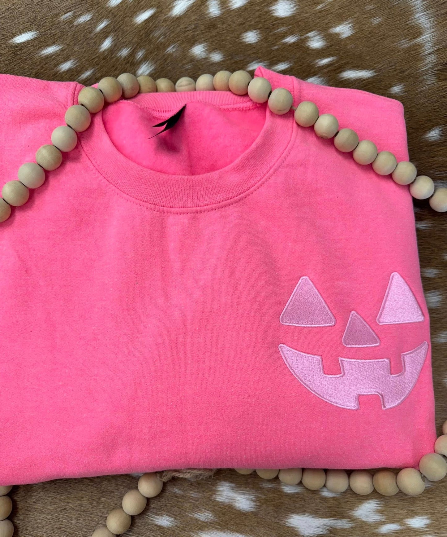 Pumpkin Face Pocket Embroidered Sweatshirt/T-Shirt
