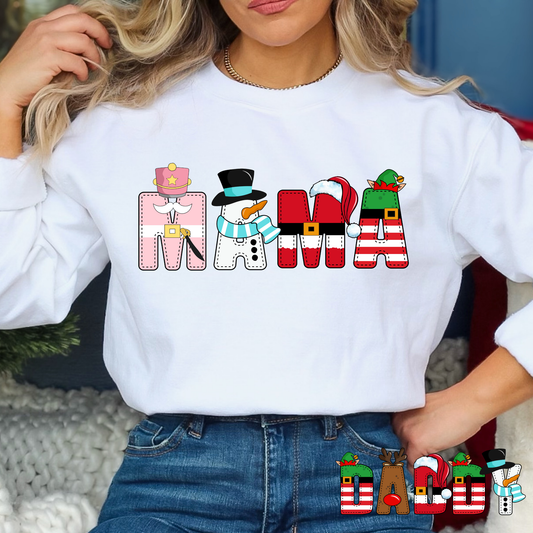 Christmas Theme Mama (Daddy Option) Full Color DTF Transfer
