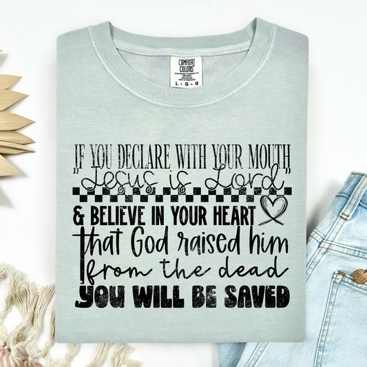 If You Declare With Your Mouth Jesus Is The Lord... Full Color DTF Transfer