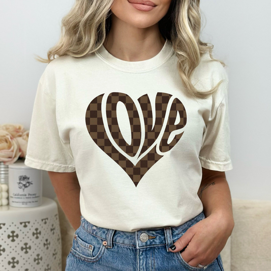 Love Heart (Checkered) Full Color DTF Transfer